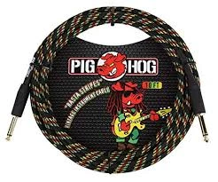 Pig Hog "Rasta Stripes" Instrument Cable. 10FT