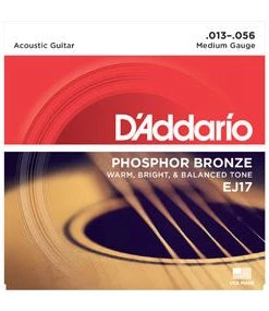 D'Addario EJ17 Phosphor Bronze Acoustic Guitar Strings, Medium, 13-56
