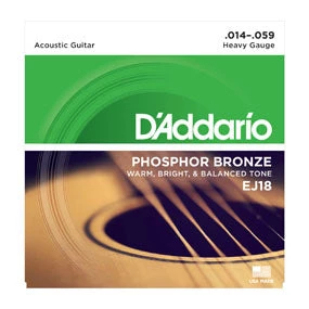 D'Addario EJ18 Phosphor Bronze Acoustic Guitar Strings, Heavy, 14-59 1 D'Addario EJ18 Phosphor Bronze Acoustic Guitar Strings, Heavy, 14-59