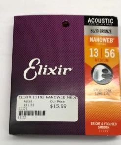 Elixir Nanoweb 13-56 Medium Guitar Strings 80/20 Bronze