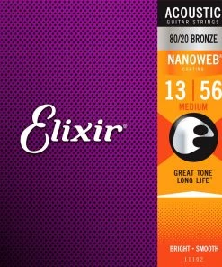 Elixir Nanoweb 13-56 Medium Guitar Strings 80/20 Bronze